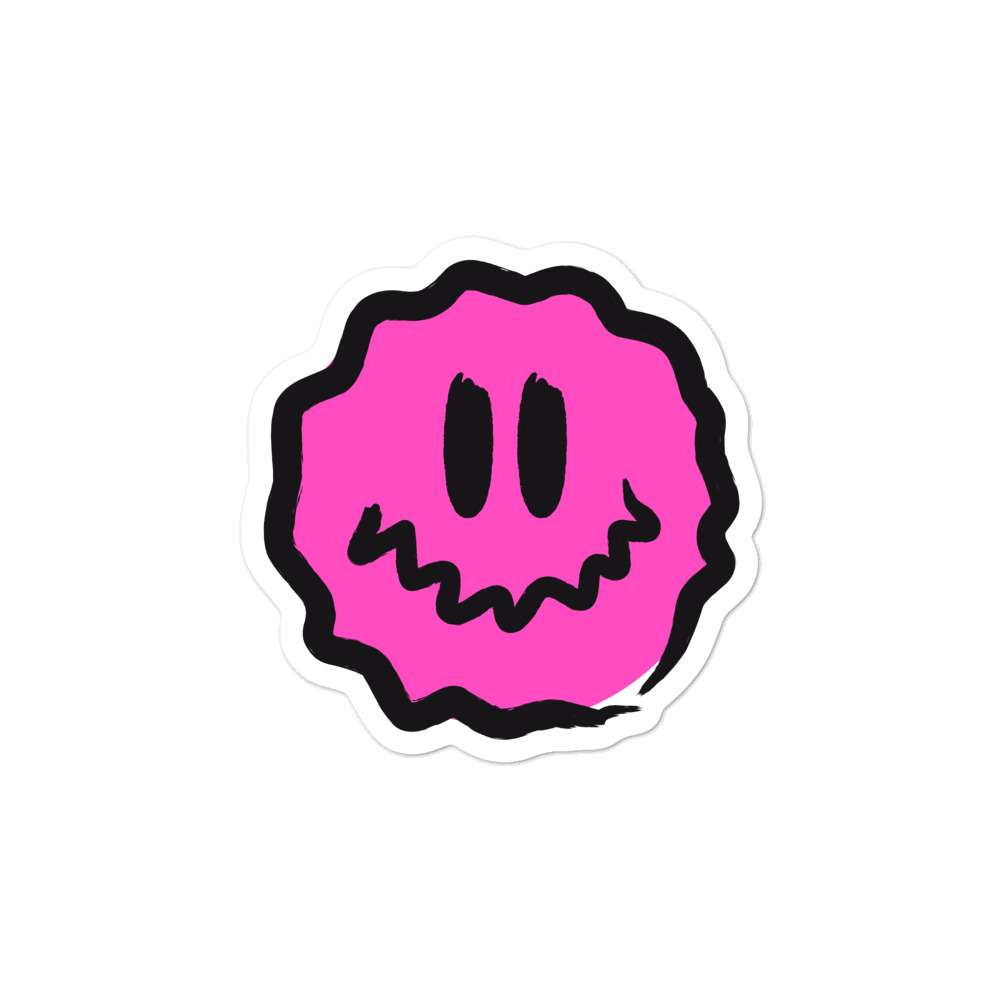pink antsyface sticker - 3x3