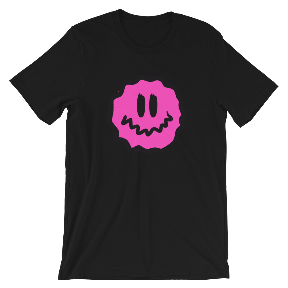 pink antsyface short-sleeve unisex t-shirt - Black